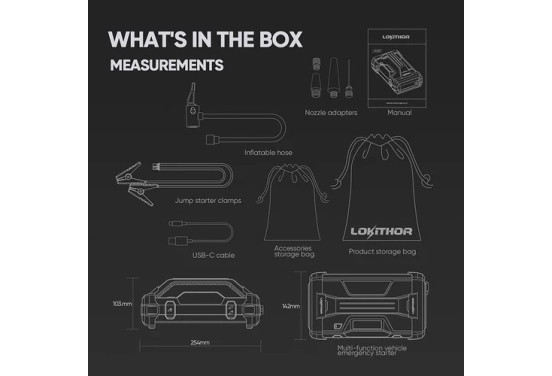 Lokithor JA301 2000A Lithium Jumpstarter met 10bar Compressor, afbeelding 8