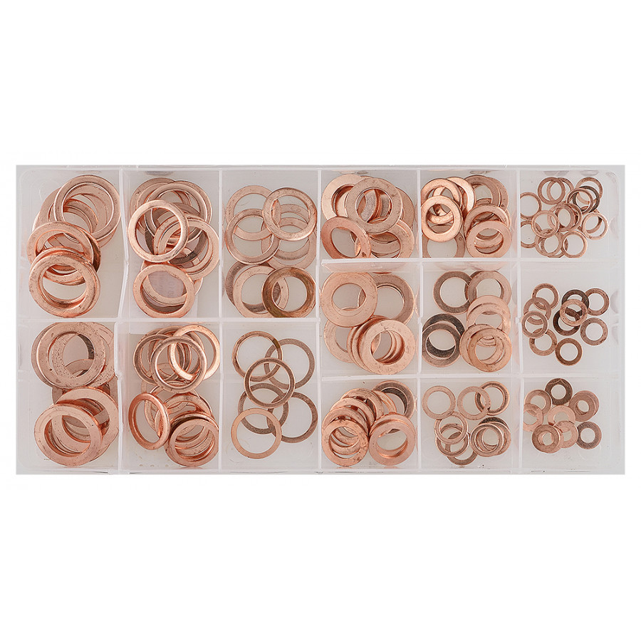 Olieaftapplug Pakking, 200 Stuks Afdichting Olie Ringen Pakking Assortiment Kit, Rood Koperen Olie Verpletterende Ringen 9 Soorten Olie Afdichting Aftapplug Wasmachine M5-14, Olie