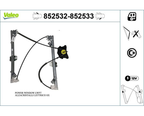 Window control mechanism left 852532 Valeo, Image 2