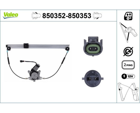 Window Regulator 850352 Valeo, Image 2