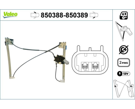 Window Regulator 850388 Valeo, Image 2