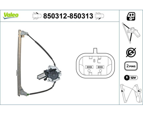 Window regulator mechanism 850312 Valeo, Image 3