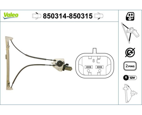 Window regulator mechanism 850314 Valeo, Image 3