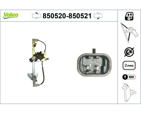 Window regulator mechanism 850520 Valeo, Image 3