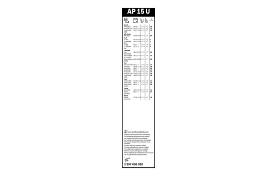 Bosch Aerotwin AP15U Wiper Blade - Length: 380 mm - Single front wiper blade, Image 14