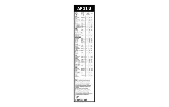 Bosch Aerotwin AP21U wiper blade - Length: 530 mm - single front wiper blade, Image 3