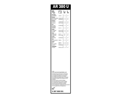 Bosch Aerotwin AR380U wiper blade - Length: 380 mm - single front wiper blade, Image 6