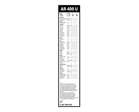 Bosch Aerotwin AR400U wiper blade - Length: 400 mm - single front wiper blade, Image 3