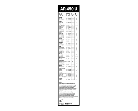 Bosch Aerotwin AR450U wiper blade - Length: 450 mm - single front wiper blade, Image 3