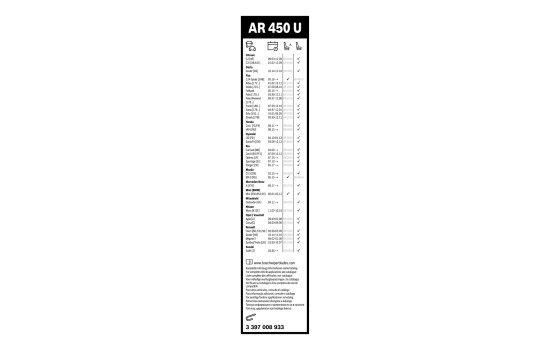 Bosch Aerotwin AR450U wiper blade - Length: 450 mm - single front wiper blade, Image 3
