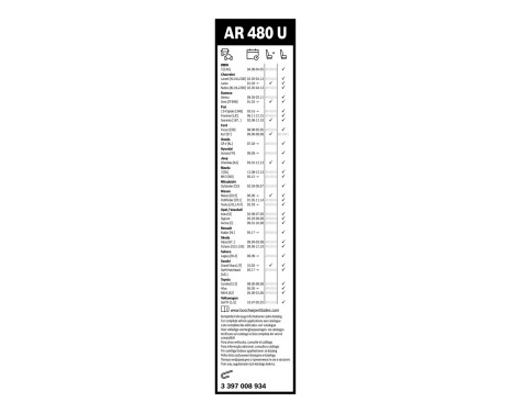 Bosch Aerotwin AR480U wiper blade - Length: 475 mm - single front wiper blade, Image 3