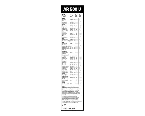 Bosch Aerotwin AR500U wiper blade - Length: 500 mm - single front wiper blade, Image 3
