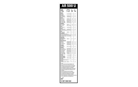 Bosch Aerotwin AR500U wiper blade - Length: 500 mm - single front wiper blade, Image 6