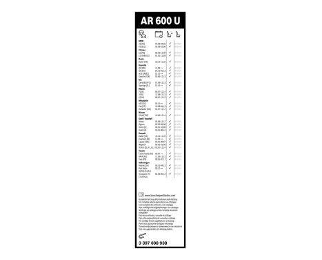 Bosch Aerotwin AR600U wiper blade - Length: 600 mm - single front wiper blade, Image 3