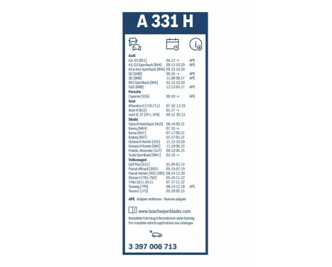Bosch rear wiper A331H - Length: 330 mm - rear wiper blade, Image 10