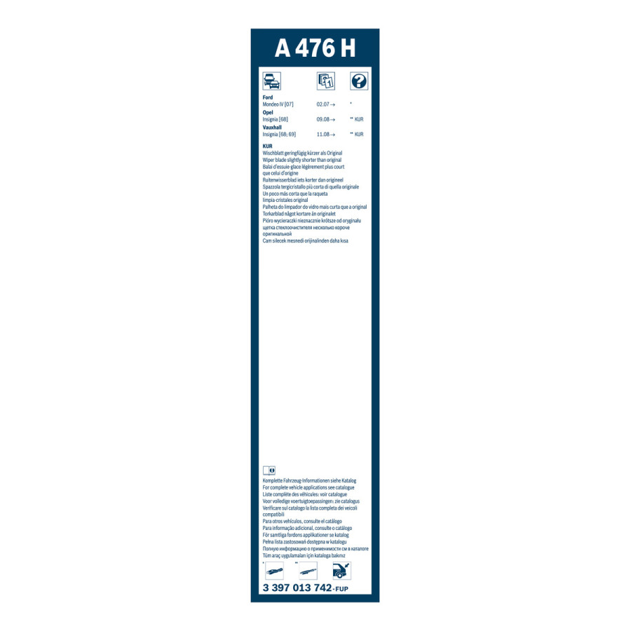 Bosch rear wiper A476H - Length: 475 mm - rear wiper blade