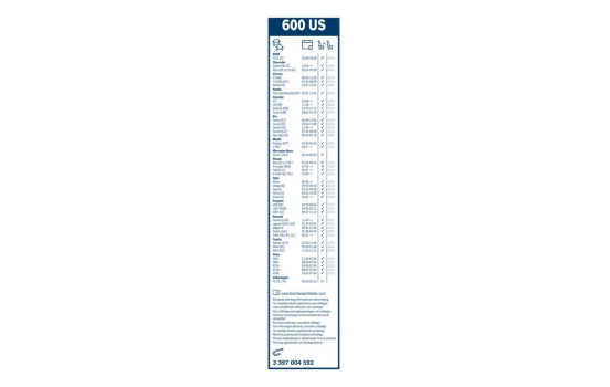 Bosch Twin 600US wiper blade - Length: 600 mm - single front wiper blade, Image 6