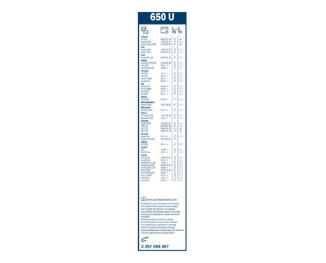 Bosch Twin 650U wiper blade - Length: 650 mm - single front wiper blade, Image 10