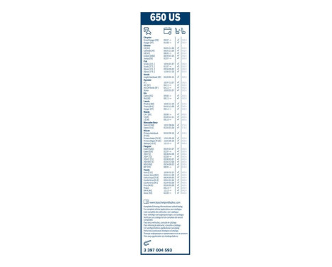 Bosch Twin 650US wiper blade - Length: 650 mm - single front wiper blade, Image 10
