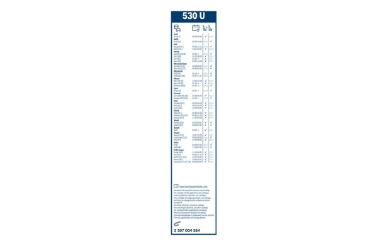 Bosch Twin Wiper Blade - 530U - Length: 530 mm - Single Front Wiper Blade, Image 11