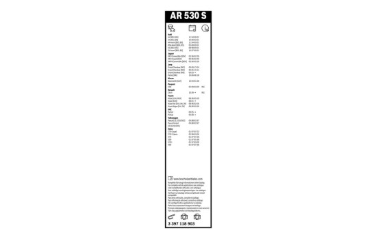 Bosch Windscreen Wiper Blades Value Pack AR530S + 500U, Image 11