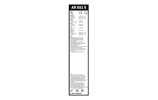 Bosch Windscreen Wiper Blades Value Pack AR651S + 400U, Image 15