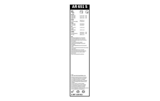 Bosch Windscreen Wiper Blades Value Pack AR651S + 400U, Image 22