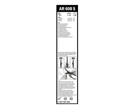 Bosch windscreen wipers Aerotwin AR608S - Length: 600/475 mm - set of wiper blades for, Image 9