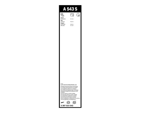 Bosch windshield wipers Aerotwin A543S - Length: 650/425 mm - set of wiper blades for, Image 3