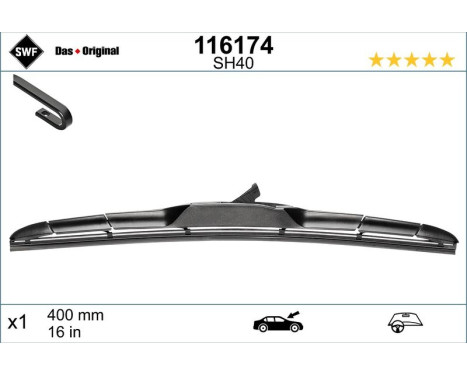 Wiper Blade DAS ORIGINAL HBLADE 116174 SWF, Image 2