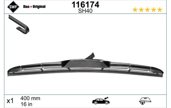 Wiper Blade DAS ORIGINAL HBLADE 116174 SWF, Image 2