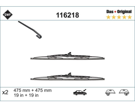Wiper Blade DAS ORIGINAL SET 116218 SWF, Image 2
