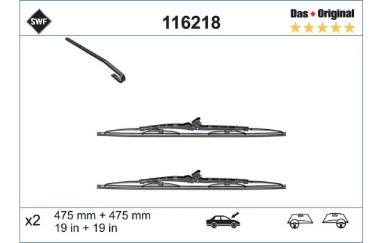 Wiper Blade DAS ORIGINAL SET 116218 SWF, Image 2