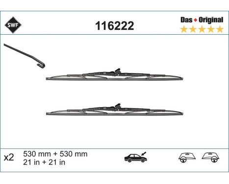 Wiper Blade DAS ORIGINAL SET 116222 SWF, Image 2