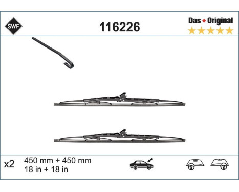 Wiper Blade DAS ORIGINAL SET 116226 SWF, Image 2