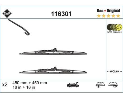 Wiper Blade DAS ORIGINAL SET 116301 SWF, Image 2