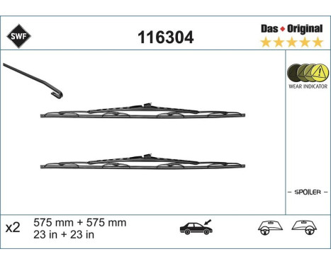 Wiper Blade DAS ORIGINAL SET 116304 SWF, Image 2