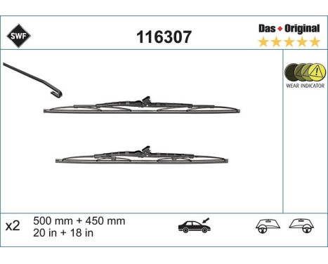 Wiper Blade DAS ORIGINAL SET 116307 SWF, Image 2