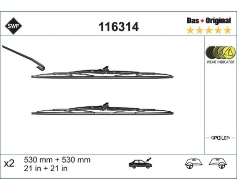 Wiper Blade DAS ORIGINAL SET 116314 SWF, Image 2