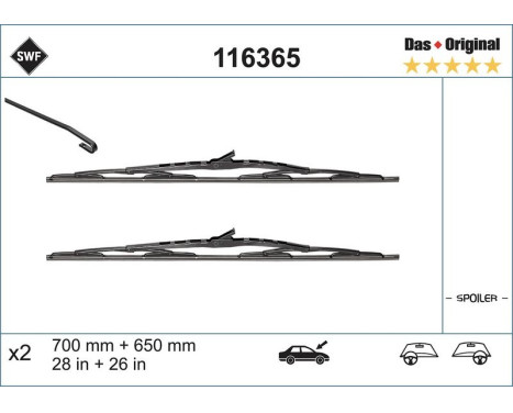 Wiper Blade DAS ORIGINAL SET 116365 SWF, Image 2