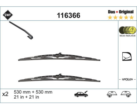 Wiper Blade DAS ORIGINAL SET 116366 SWF, Image 2