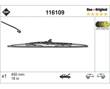 Wiper Blade DAS ORIGINAL SINGLE 116109 SWF, Image 4