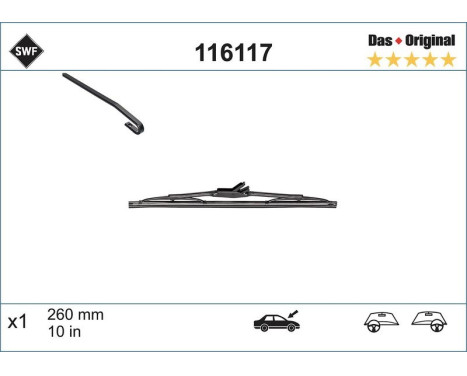 Wiper Blade DAS ORIGINAL SINGLE 116117 SWF, Image 2