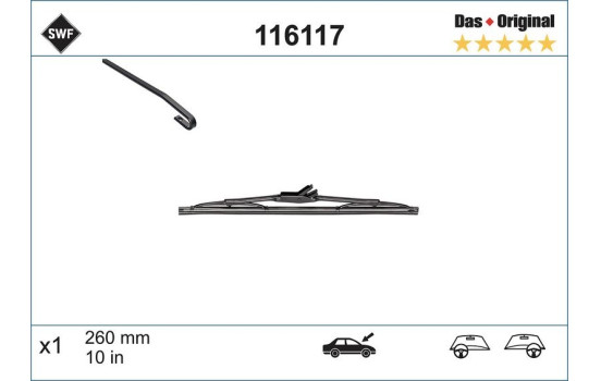 Wiper Blade DAS ORIGINAL SINGLE 116117 SWF, Image 2