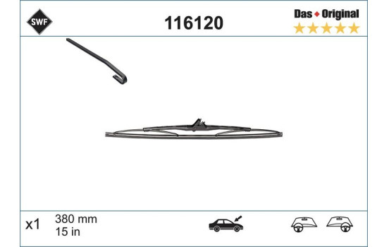 Wiper Blade DAS ORIGINAL SINGLE 116120 SWF, Image 2