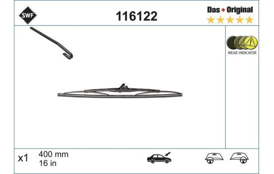 Wiper Blade DAS ORIGINAL SINGLE 116122 SWF, Image 2