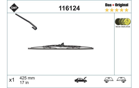 Wiper Blade DAS ORIGINAL SINGLE 116124 SWF, Image 2