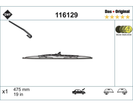 Wiper Blade DAS ORIGINAL SINGLE 116129 SWF, Image 2