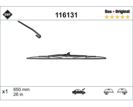 Wiper Blade DAS ORIGINAL SINGLE 116131 SWF, Image 2