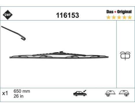 Wiper Blade DAS ORIGINAL SINGLE 116153 SWF, Image 3